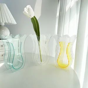 Moderne Acryl-Vase im Ins-Stil dekorativer Blumenbehälter für Wohnzimmer-Desktop