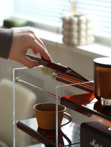 Organizador de Maquillaje Acrílico Transparente Marrón Estante de Escritorio Cosmético