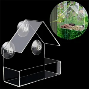 Comedero para pájaros de ventana de acrílico transparente con ventosas fuertes para aves silvestres.