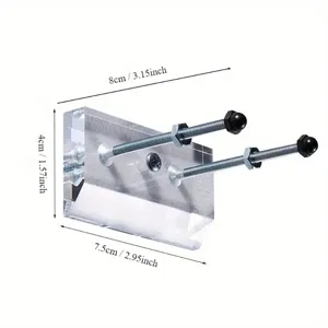 Clear transparent acrylic skateboard wall mount display bracket with hardware screws detail view