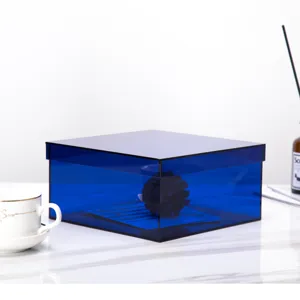 Modern Minimalist Solid Color Acrylic Desktop Storage Box With Lid Clear Plastic Organizer Container For Home Office