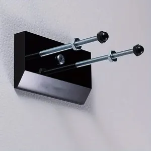 Black acrylic wall-mounted skateboard display bracket with durable metal screws and bolts for home use.