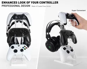 3-stöckiger klarer Acryl Gaming Controller und Headset Ständer Desktop Organizer Halterung