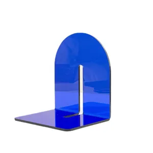 Blue acrylic bookend L shaped modern minimalist desktop bookshelf organizer study decor