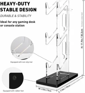 3-stufiger Acryl Gaming Controller und Headset Ständer mit stabilem Sockel und Antirutschmatten.