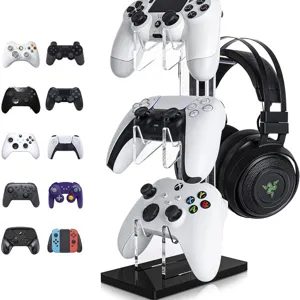 3 Schicht Acryl Game Controller Display Stand Desktop Kopfhörer Aufbewahrungshalter Transparenter Gaming Controller Halter Organizer