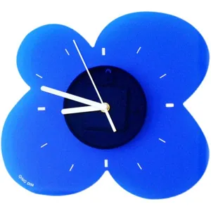 Modern minimalist Klein blue acrylic wall clock with silent movement and creative flower shape.