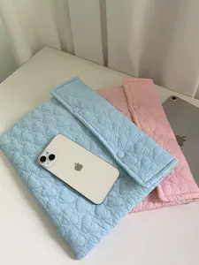 Süße herzgeppaschte Laptoptasche Schutzhülle für iPad Tablet, verdicktes stoßfestes Etui.