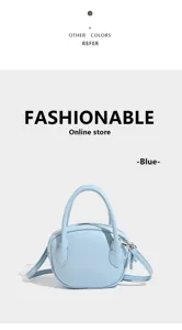 Minimalist blue shell bowling handbag, versatile large capacity shoulder messenger bag style.