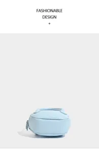 Light blue mini handbag for women, stylish bowling bag design, compact daily shoulder purse.