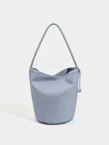 Minimalist soft leather bucket bag, casual fashion single shoulder handbag for women