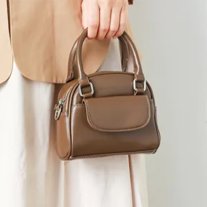 Women vintage brown handbag retro shell crossbody small square bag minimalist daily chic style