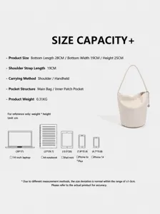 Minimalist soft leather bucket bag for women, casual single shoulder handbag and purse.