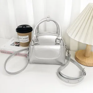Silver mini shell crossbody bag stylish women handbag casual shoulder bag daily use