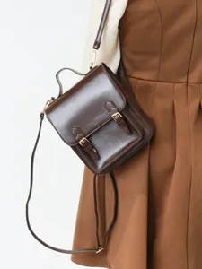Femme marron petit sac à dos en cuir style collège sac bandoulière mode quotidien