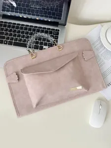 Borsa Custodia per Laptop in Pelle PU da Donna Borsa per Lavoro con Manico di Perline per Notebook