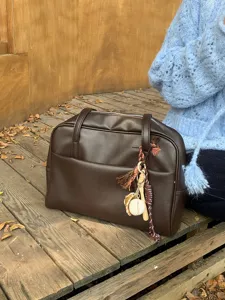 Braune Leder Umhängetasche für Damen, große Kapazität lässige Tote, Retro Pendler Handtasche.