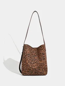 Elegante Damen Umhängetasche mit Leopardenmuster, stilvolle große Handtasche Alltag.