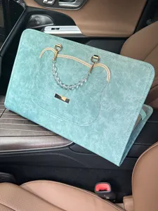 Süsser mintgrüner Laptop-Hülle Beutel mit Perlen Griff, Schutzhülle für 13 14 15 16 Zoll Notebook