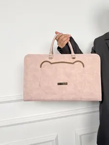 Sacoche pour Ordinateur Portable en Cuir PU pour Femmes Design Oreilles d'Ours Sac à Main Étui de Protection pour Ordinateur