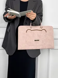 Sacoche d'ordinateur portable rose mignon ours pochette de protection minimaliste 14 15 pouces