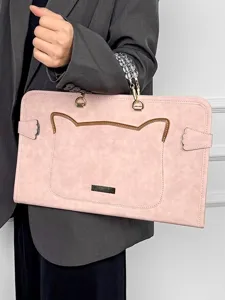 Borsa per laptop rosa con orecchie di gatto 13 14 15 pollici custodia in pelle PU