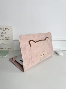 Süße minimalistische pinke Laptoptasche mit Katzenohren für 13 14 15 Zoll Notebooks.