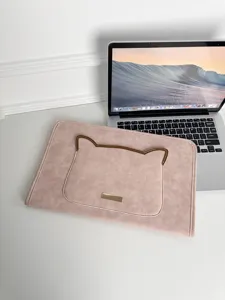 Rosa Laptoptasche mit Katzenohren Detailansicht, Schutzhülle für 13 14 15 Zoll Notebooks.