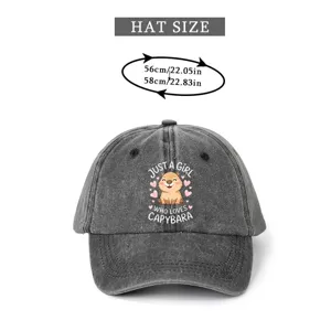 Gewaeschene graue Capybara Baseballcap, niedliche Tier Mütze für Damen und Maedchen, 56-58cm.