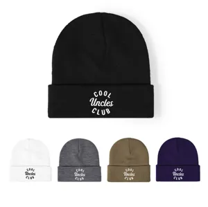 Berretto in Maglia di Acrilico Casual Con Ricamo Lettere Cool Uncle Club Senza Visiera Caldo Antivento Cappello con Risvolto per Uomo Donna Outdoor Quotidiano