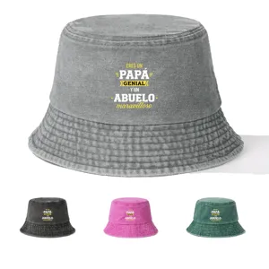 Chapeau Bob en Polyester Délavé Imprimé Lettres Espagnoles Cadeau Père Protection Solaire Décontractée Plein Air Adultes