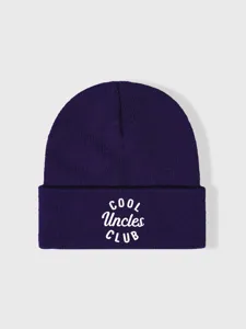 Berretto in maglia viola scuro con ricamo bianco Cool Uncles Club elegante cappello