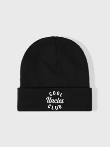 Berretto in maglia nera con ricamo cool uncles club slogan cappello invernale caldo