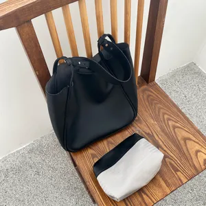 Large capacity mother-child tote bag, minimalist style single shoulder underarm bag for women.