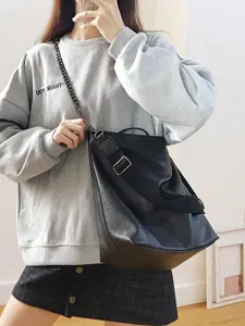 Womens Casual PU Leather Bucket Bag Large Capacity Solid Color Shoulder Crossbody Bag With Chain Strap Fashion Daily Handbag