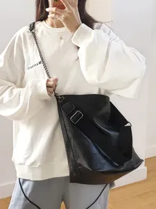 Korean style minimalist large capacity shoulder bag versatile daily casual crossbody tote bag