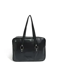 Black PU leather student shoulder bag detail, classic Japanese JK uniform design.