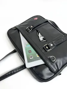 Japanese style JK uniform shoulder bag black leather large capacity student laptop bag