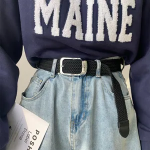 Woven belt for women men canvas belt casual trendy stylish accessory for jeans fashion everyday wear