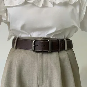 Stijlvolle brede PU lederen riem met metalen gesp casual retro broekriem voor dames