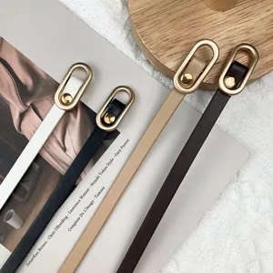 Dames smalle tailleceintuur set mini ovale gesp PU leer jurk decoratieve riem chique
