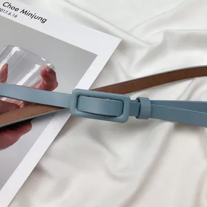 Minimalist Genuine Cowhide Leather Belt For Women Thin Hole-Free Dress Belt Elegant Versatile Waist Accessory