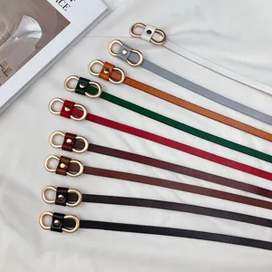 Women's thin leather belt for dress suit decorative waist strap multi-color stylish accessory