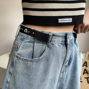 Women invisible elastic belt for jeans summer stretch waist cincher decorative fashion thin belt