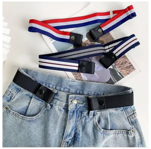 Buckle-free invisible elastic belt for jeans, adjustable stretch waist tightener for women and men.