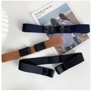 Invisible elastic belt for women, adjustable stretch jeans waistband, punch-free design.
