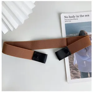 Invisible elastic waist belt for women, buckle-free stretch design for jeans and dresses.