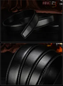 Men's black leather belt strap, premium cowhide replacement belt body without buckle, 3.5cm width.