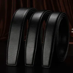 Men's Genuine Leather Automatic Buckle Belt Strap Business Casual Solid Color Replacement Strap Without Buckle