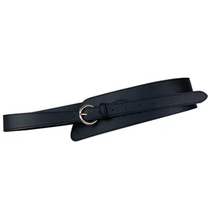 Women black wide waist belt corset obi belt fashion leather belt for coat dress outfit